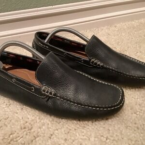 Paola Sesto Brown Leather Double Stitch Loafer Grip Bottoms Sz 10.5
